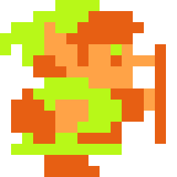 Pixel sprite of the character Link from the NES game Zelda